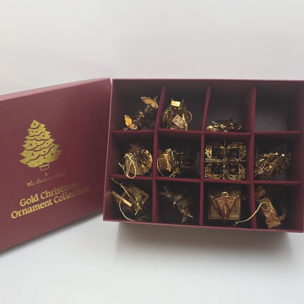 1997 Danbury Mint 23KT Gold Plated Christmas Ornament Collection Set 11 Box 3D - Picture 13 of 15